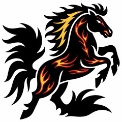 Fototapeta premium Fiery Horse Tattoo Design Powerful Rearing Stallion