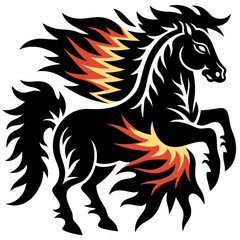Fototapeta premium Fiery Horse Majestic Stallion with Flaming Mane and Tail