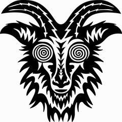 Obraz premium Psychedelic Goat Head Tribal Tattoo Design