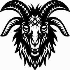 Fototapeta premium Horrifying Undead Goat Skull Illustration