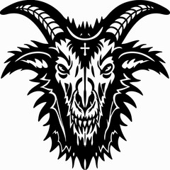 Obraz premium Horrific Undead Goat Head Illustration