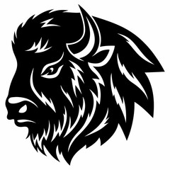 Obraz premium American Bison Woodcut Profile of a Powerful Animal