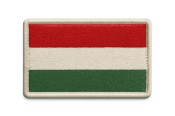 Embroidered patch representing hungary flag with transparent background