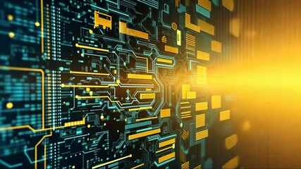 Computer screen with a yellow background and a blue screen with a lot of lines and numbers. The yellow background gives the impression of a bright and energetic atmosphere