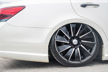 Close-Up of Custom Car Wheel and Tire Excellence. 