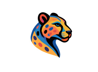 Colorful Cheetah Profile Logo – Artistic  Animal Head