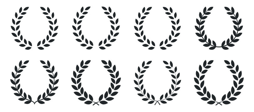 Set of Simple Laurel Wreaths for Design Elements