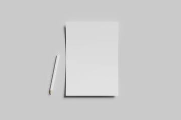 Blank A4 flyer for mockup - 3D rendering and illustration