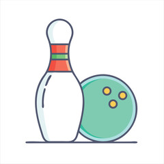 Isolated bowling pin and bowling ball vector cartoon icon illustration vector