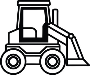 Skid steer loader construction vehicle icon with tracked wheels and scoop silhouette vector