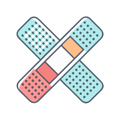 Crossed bandages cartoon vector, first aid supplies for minor cuts and scrapes