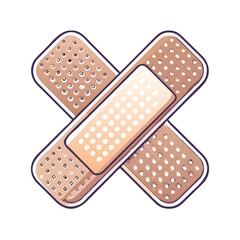 Two bandages crossed over one another providing first aid and medical support