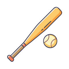 Illustration of a baseball bat and a baseball ready for the game