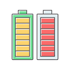 Battery status comparison full versus low charge levels representing power consumption