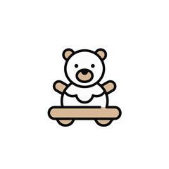 Fototapeta premium A charming teddy bear on a playful wooden toy.