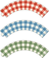 Gingham Cupcake Wrappers in Red, Blue, and Green – Picnic Style Party Decoration