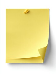 Blank yellow sticky note on white background for office and business use