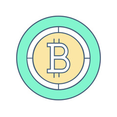 Stylized Bitcoin Cryptocurrency Icon in a Circular Design with Soft Colors
