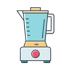 A stylized vector illustration of a kitchen blender appliance with simple colors