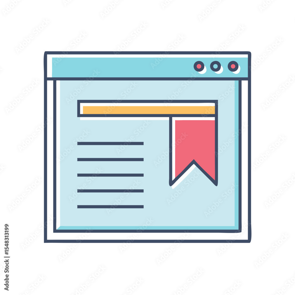 Poster simple graphical representation of a webpage with text and a bookmark