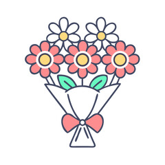 Obraz premium Delicate bouquet of flowers with charming colors and a lovely ribbon