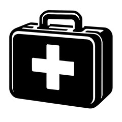 Fototapeta premium Bold Black and White First Aid Kit Icon - Essential Symbol for Medical Emergencies and Safety
