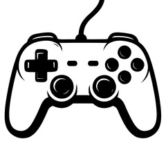 Obraz premium Stylized Black and White Video Game Controller Vector - Perfect for Gaming, Esports, and Tech Designs