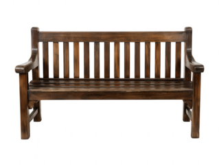 Rustic Wooden Park Bench  Durable Outdoor Seating for Gardens and Parks