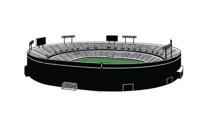 Obraz premium Field Stadium Detailed Vector Soccer Football Stadium Outline Shape Silhouette Vector for Background 