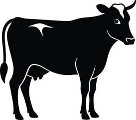 Fototapeta premium Cow silhouette vector Style with white background 