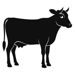 Fototapeta premium Cow silhouette vector Style with white background 