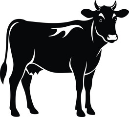 Fototapeta premium Cow silhouette vector Style with white background 