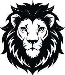  Lion face silhouette vector Style with white background

