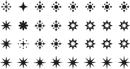 Black and white floral vector elements for seamless pattern design, a set of flower and snowflake illustrations, or decorative winter icons