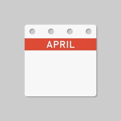 Icon calendar April month, empty space, reminder