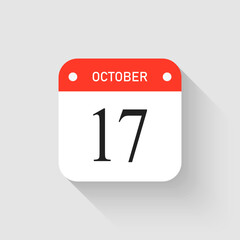 Vector icon page day calendar - 17 October month