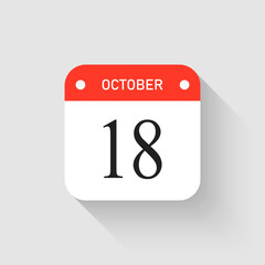 Vector icon page day calendar - 18 October month