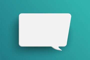 White rectangle speech bubble on green background