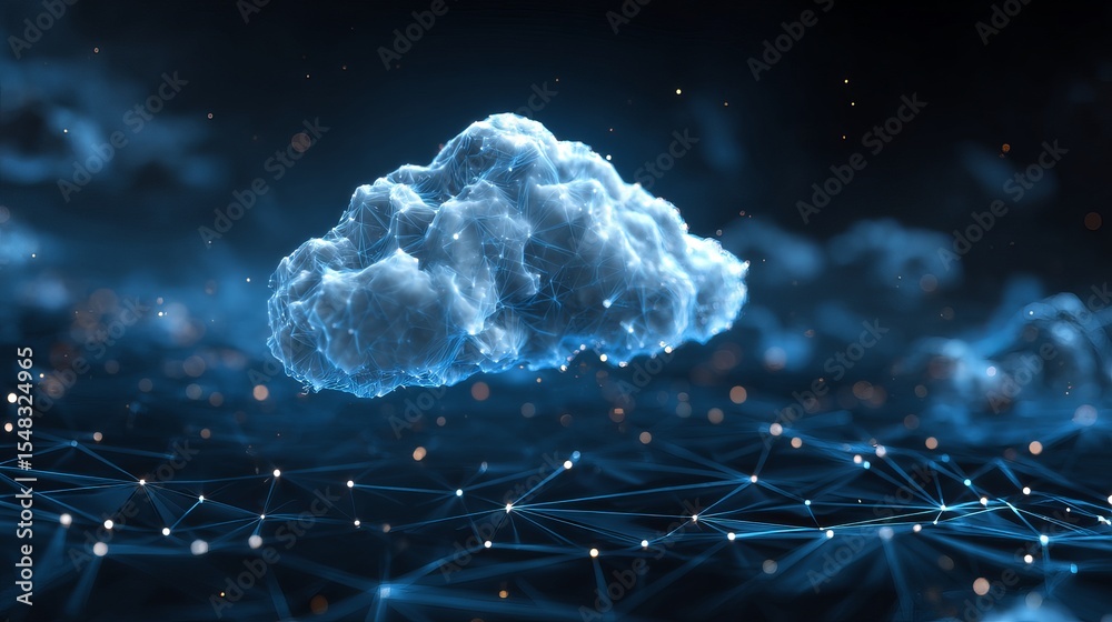 Poster abstract digital cloud network technology futuristic data global connection innovation digital cloud
