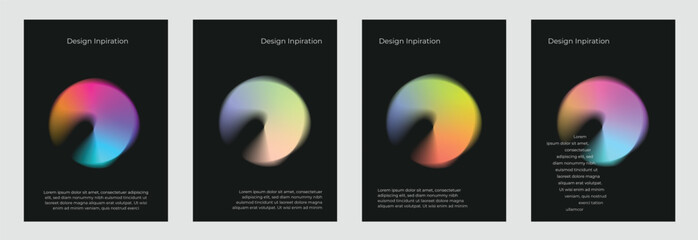  Abstract Gradient Poster Set with Colorful Blurred Circles on Dark Background, Editable EPS Vector, Cover templateIdeal design for social media, poster, flyer