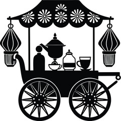 Fototapeta premium Elegant Vintage Tea Cart Illustration A Delightful Design for Tea Lovers