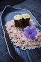 Assorted Japanese Cuisine – Shimeji, Temaki, Salmon, Hot Rolls, and More