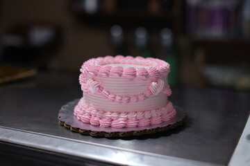 Valentine Cake. Creative mini pink cake.