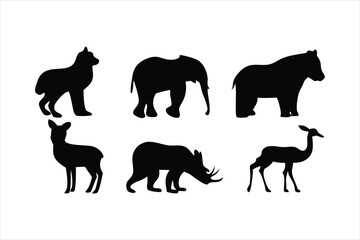 Wild Animal Silhouettes Collection - Safari and Forest Animals Vector Set
