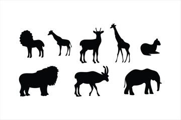 Wild Animal Silhouettes Collection - Safari and Forest Animals Vector Set