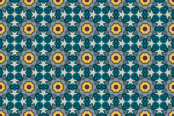 Seamless Fabric Cloth Perspective Template Luxury Tile Digital Decoration Visual Symmetric Texture Art Interior Graphic Textile Endless Background Wallpaper Fashion Shape Design Geometric Pattern.