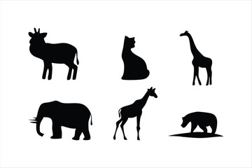Wild Animal Silhouettes Collection - Safari and Forest Animals Vector Set