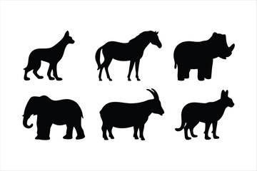 Wild Animal Silhouettes Collection - Safari and Forest Animals Vector Set