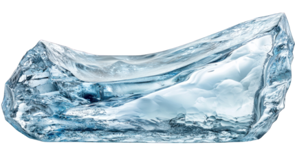 Jagged chunk of clear, textured blue-tinged ice