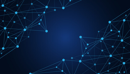 Triangle Lowpoly Mesh Background on Dark Blue Gradient. Modern, Geometric, and Minimalist Network Abstract Background Design for Digital Security, Wallpapers, and Futuristic Graphics. Network backdrop